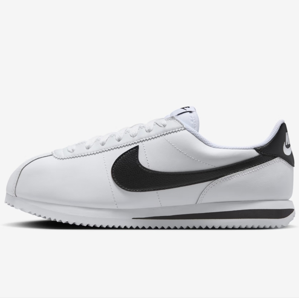 Nike Cortez Leather Sneakers In White & Black